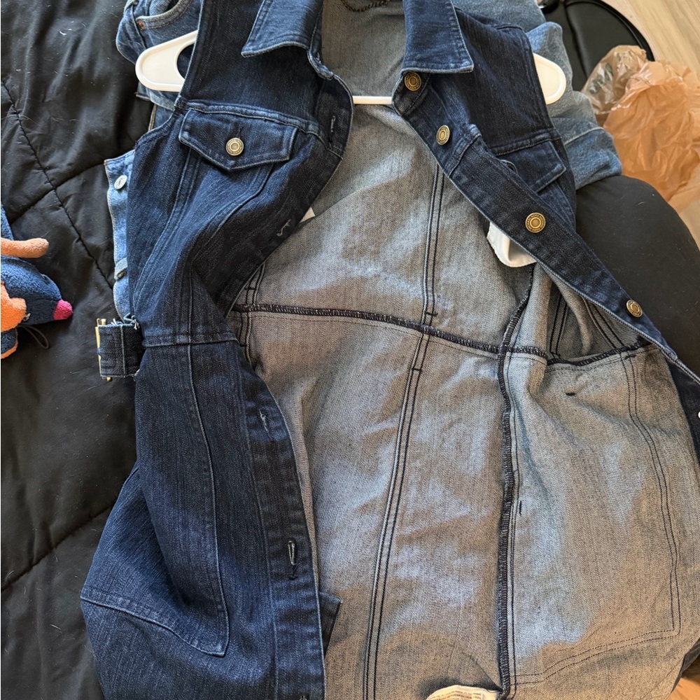Michael Kors Dark Blue Denim Sleeveless Shirt Dress with Tie Belt - Picture 3 of 5